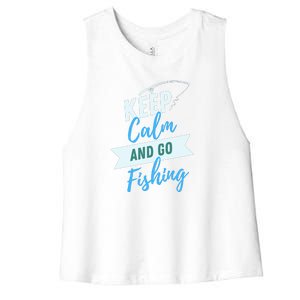 Keep Calm And Go Fishing Women's Racerback Cropped Tank