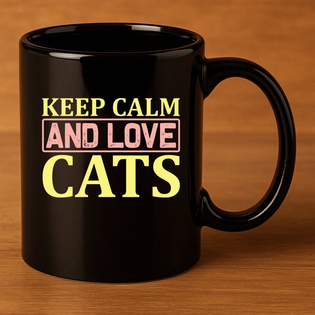 Keep Calm And Love Cats 11oz C Handle Ceramic Mug