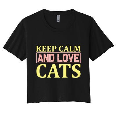 Keep Calm And Love Cats Crop Top
