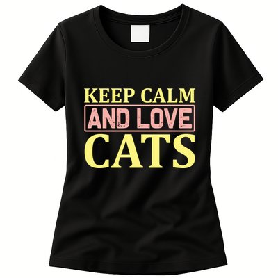 Keep Calm And Love Cats Womens T-Shirt