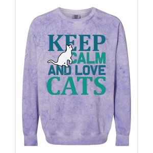 Keep Calm And Love Cats Colorblast Crewneck Sweatshirt