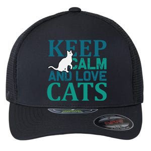 Keep Calm And Love Cats Flexfit Unipanel Trucker Cap