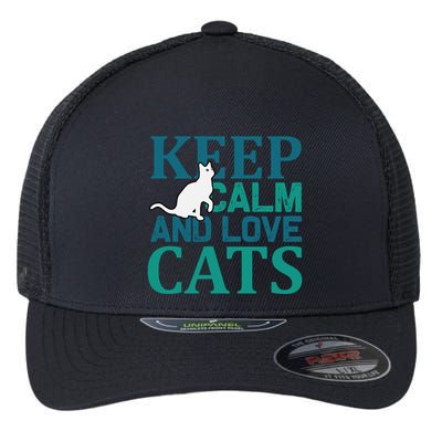 Keep Calm And Love Cats Flexfit Unipanel Trucker Cap