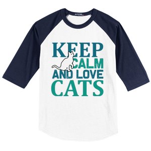 Keep Calm And Love Cats Baseball Sleeve Shirt