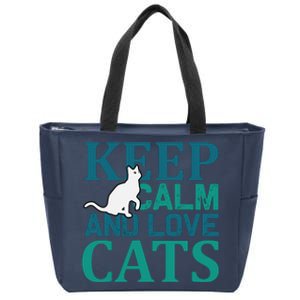 Keep Calm And Love Cats Zip Tote Bag