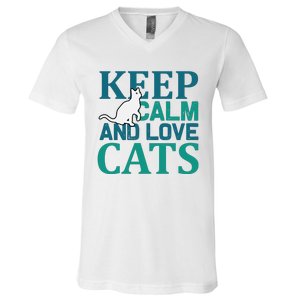 Keep Calm And Love Cats V-Neck T-Shirt