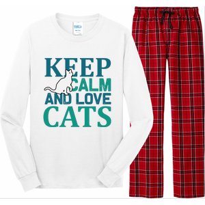 Keep Calm And Love Cats Long Sleeve Pajama Set