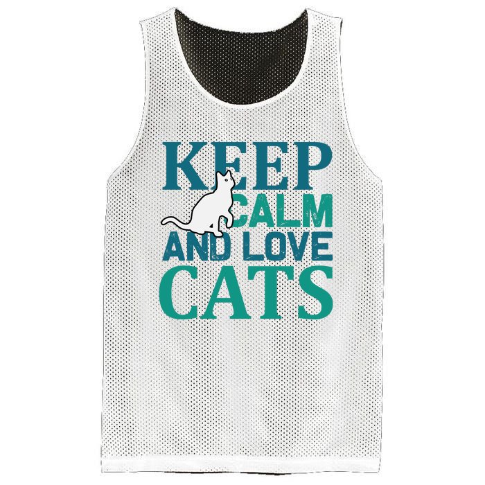 Keep Calm And Love Cats Mesh Reversible Basketball Jersey Tank