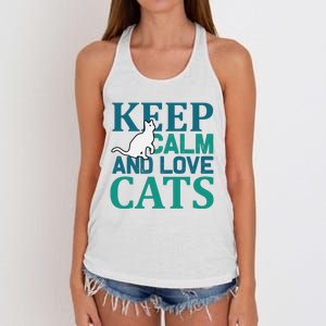 Keep Calm And Love Cats Women's Knotted Racerback Tank