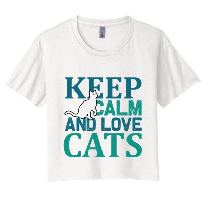 Keep Calm And Love Cats Crop Top