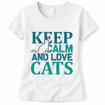 Keep Calm And Love Cats Womens T-Shirt