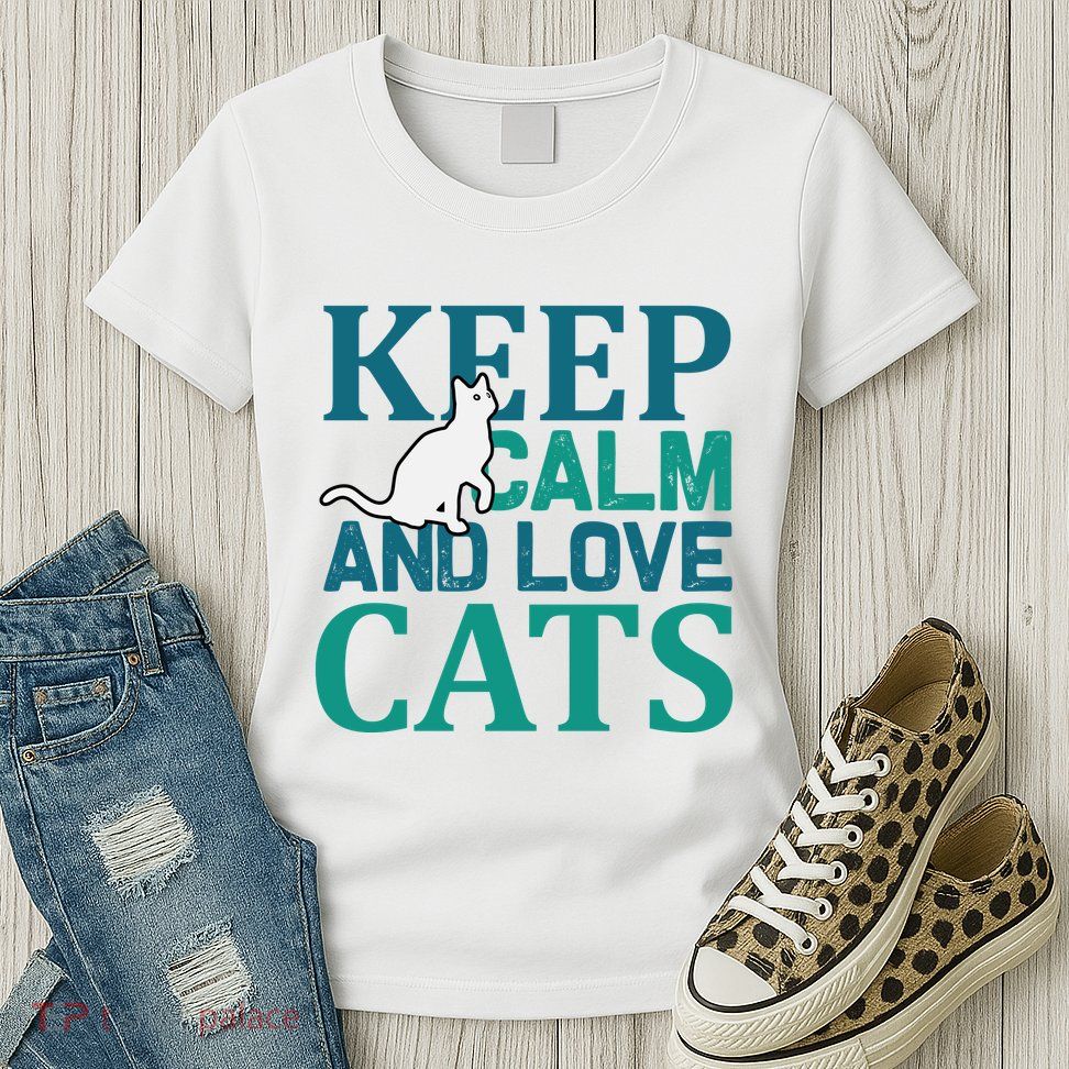 Keep Calm And Love Cats Womens T-Shirt