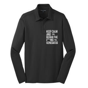 Keep Calm And Repair The Generator Video Game Silk Touch Performance Long Sleeve Polo