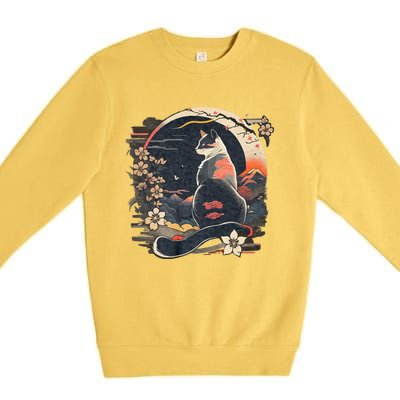 Kawaii Cat Anime Japanese Retro Funny Cat Premium Crewneck Sweatshirt