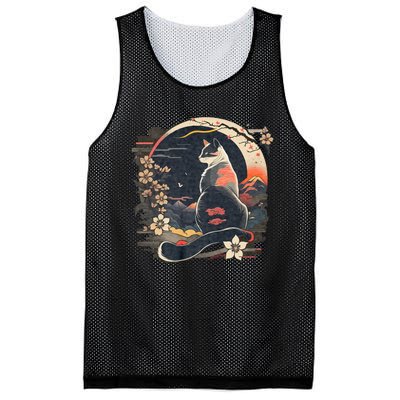 Kawaii Cat Anime Japanese Retro Funny Cat Mesh Reversible Basketball Jersey Tank