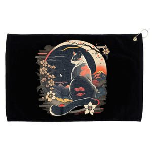 Kawaii Cat Anime Japanese Retro Funny Cat Grommeted Golf Towel