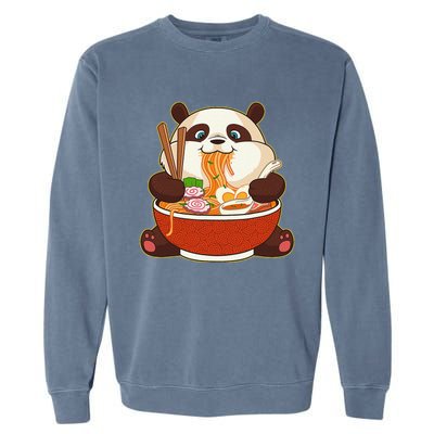 Kawaii Cute Anime Panda Otaku Japanese Ra Noodles Gift Garment-Dyed Sweatshirt