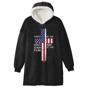 Kneel Cross At The Cross Memorial Day Never Forget Veteran Hooded Wearable Blanket