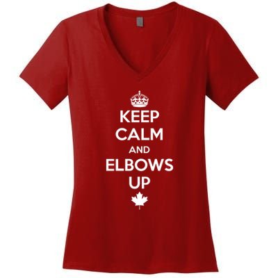Keep Calm and Elbows Up Canada is Not for Sale  Women's V-Neck T-Shirt