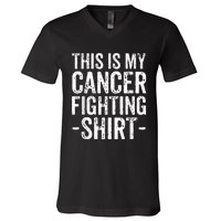 Kidney Cancer Awareness This Is My Cancer Fighting Orange V-Neck T-Shirt