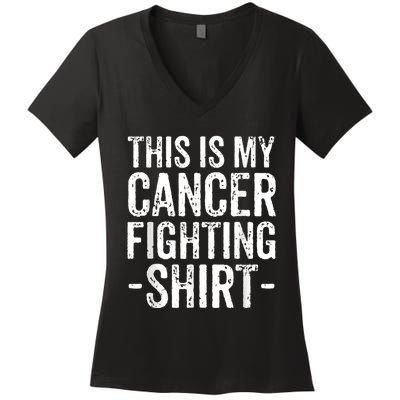 Kidney Cancer Awareness This Is My Cancer Fighting Orange Women's V-Neck T-Shirt