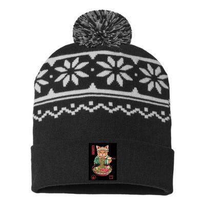 Kawaii Cat Anime USA-Made Snowflake Beanie