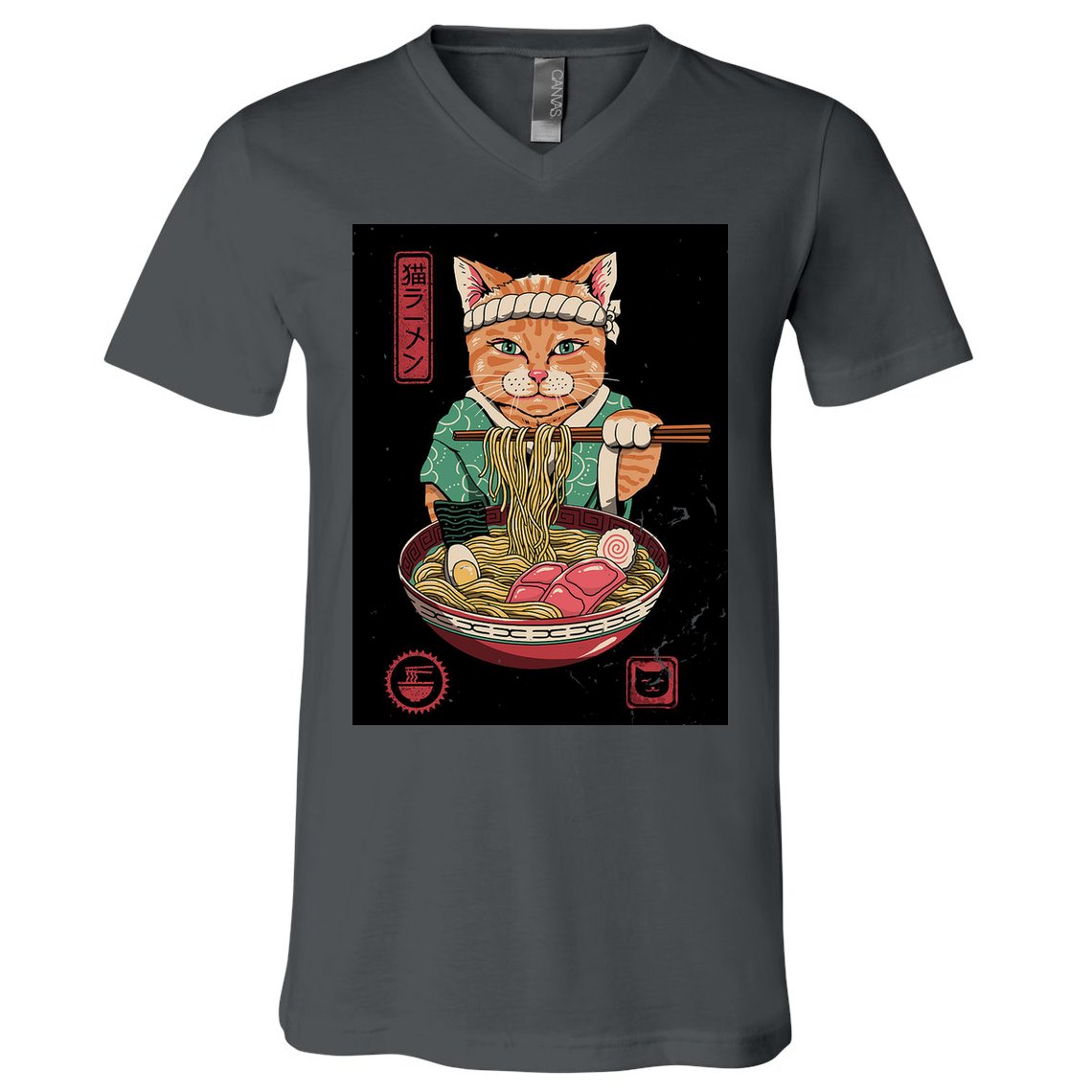 Kawaii Cat Anime V-Neck T-Shirt