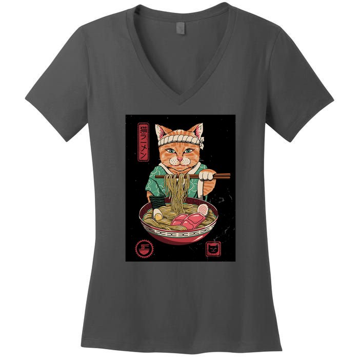 Kawaii Cat Anime Women's V-Neck T-Shirt