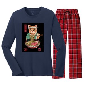 Kawaii Cat Anime Women's Long Sleeve Flannel Pajama Set 