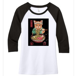 Kawaii Cat Anime Women's Tri-Blend 3/4-Sleeve Raglan Shirt