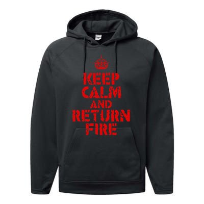 Keep Calm And Return Fire Performance Fleece Hoodie