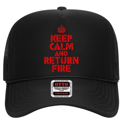 Keep Calm And Return Fire Trucker Hat