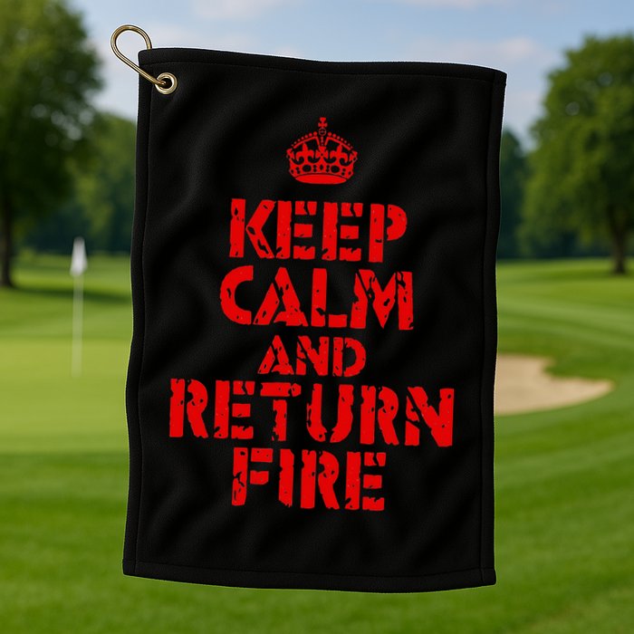 Keep Calm And Return Fire Golf Towel