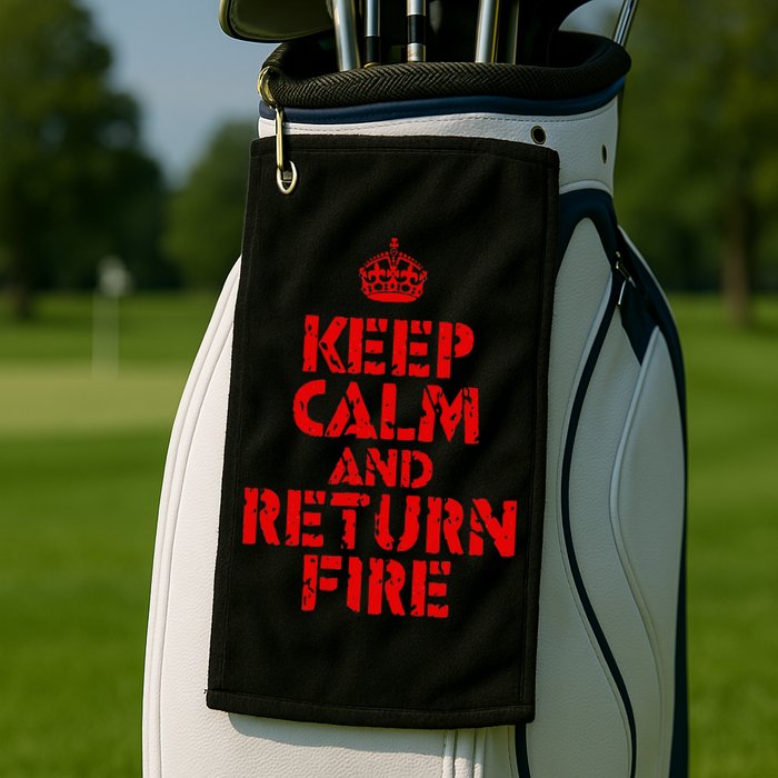 Keep Calm And Return Fire Golf Towel