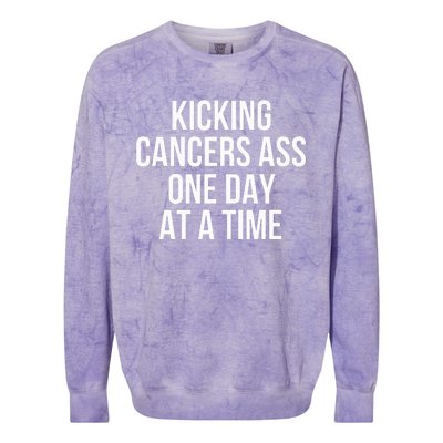 Kicking CancerS Ass One Day At A Time Anti Cancer Colorblast Crewneck Sweatshirt