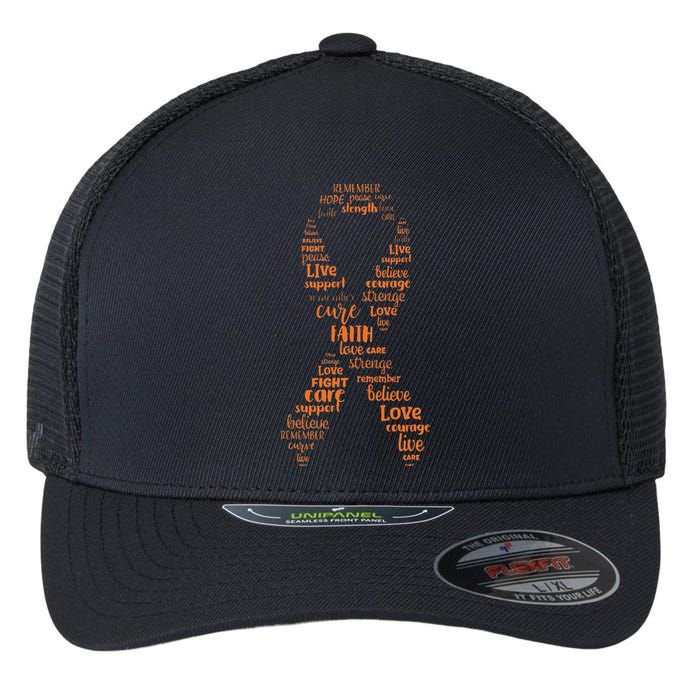 Kidney Cancer Awareness Orange Ribbon Flexfit Unipanel Trucker Cap