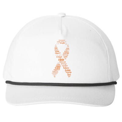 Kidney Cancer Awareness Orange Ribbon Snapback Five-Panel Rope Hat