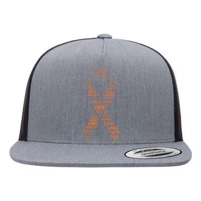 Kidney Cancer Awareness Orange Ribbon Flat Bill Trucker Hat