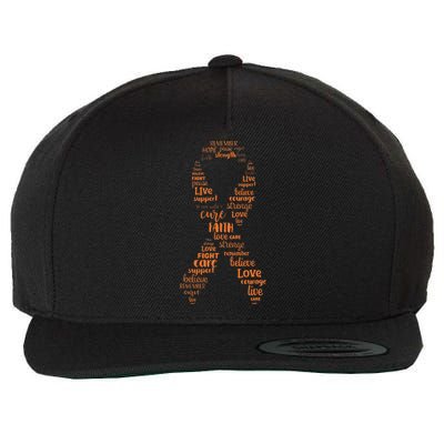 Kidney Cancer Awareness Orange Ribbon Wool Snapback Cap