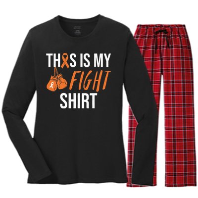 Kidney Cancer Awareness Orange Ribbon Women's Long Sleeve Flannel Pajama Set 