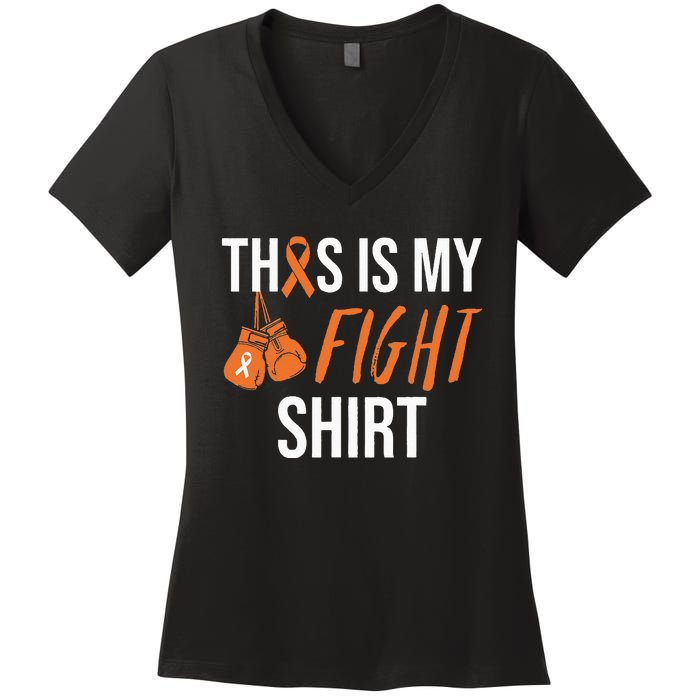 Kidney Cancer Awareness Orange Ribbon Women's V-Neck T-Shirt