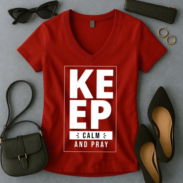 Keep Calm And Party Funny Slogan Women's V-Neck T-Shirt
