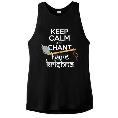 Keep Calm And Chant Hare Krishna Mantra Chanting Hinduism Ladies PosiCharge Tri-Blend Wicking Tank