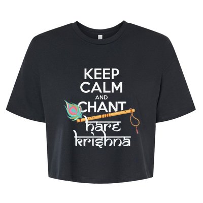 Keep Calm And Chant Hare Krishna Mantra Chanting Hinduism Bella+Canvas Jersey Crop Tee