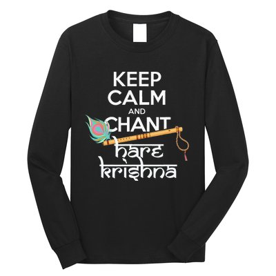 Keep Calm And Chant Hare Krishna Mantra Chanting Hinduism Long Sleeve Shirt