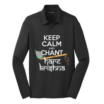 Keep Calm And Chant Hare Krishna Mantra Chanting Hinduism Silk Touch Performance Long Sleeve Polo