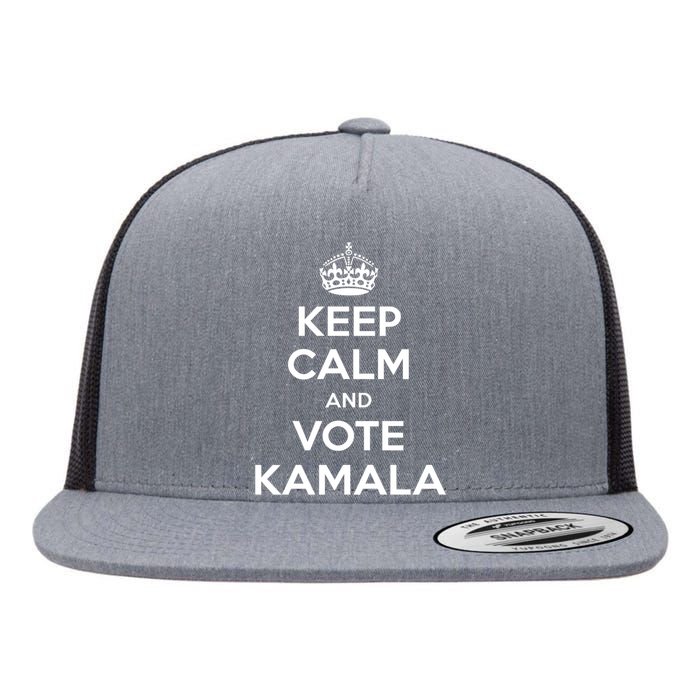 Keep Calm And Vote Kamala 2024 Pro Harris Walz 2024 Campaign Flat Bill Trucker Hat