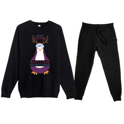 Keep Calm And Love Penguins Premium Crewneck Sweatsuit Set