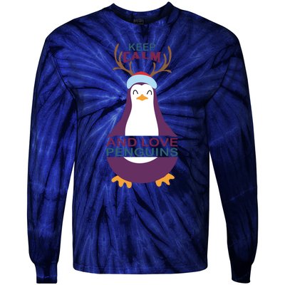 Keep Calm And Love Penguins Tie-Dye Long Sleeve Shirt