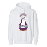 Keep Calm And Love Penguins Garment-Dyed Fleece Hoodie